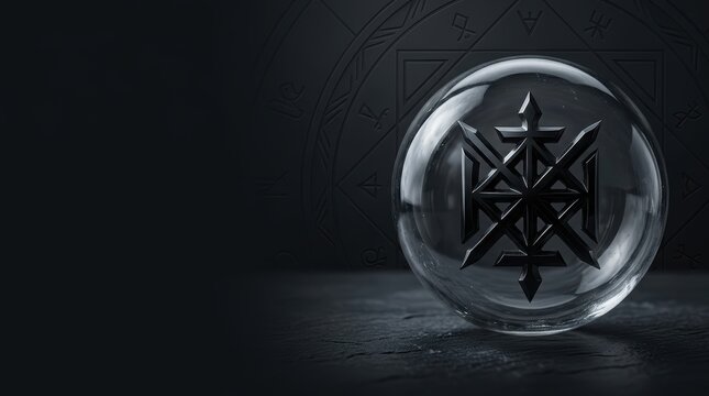 Occult Sigil in Glass Sphere Background with Copy Space
