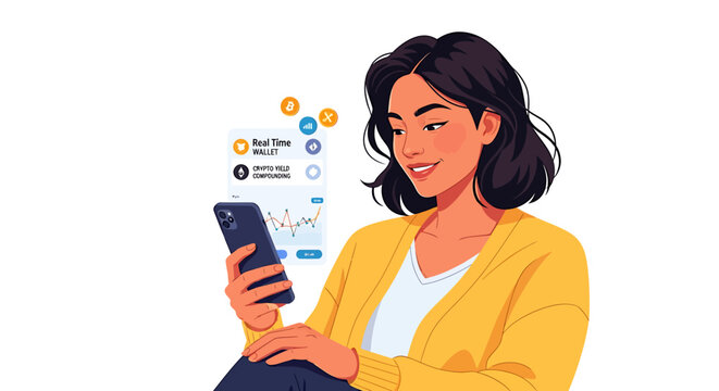 Hispanic Staking Rewards Earner Checking Daily Crypto Yield