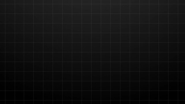 Animated black gradient background with moving horizontal and vertical grid lines, dark monochrome technology pattern, seamless loopable 4K motion graphics footage