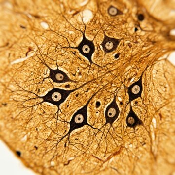 Spinal Cord Cross Section Showing Multipolar Motor Neuron Under Light Micrograph for Neural Network Research