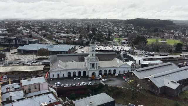 Aerial view of ballarat railway station in australia