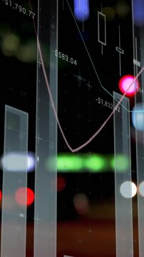 Animation of statistics processing over cityscape