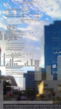 Animation of statistics processing over cityscape