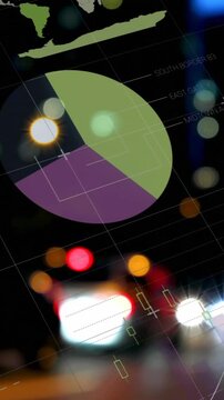 Animation of statistics processing over cityscape