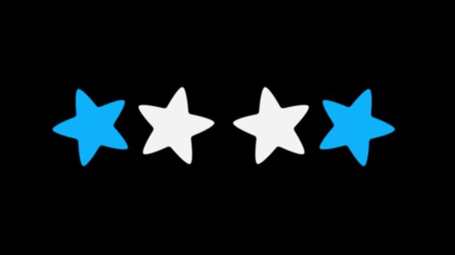 Animated four star rating icon with elegant blue and gold stars on green background, customer feedback and product review concept, business satisfaction symbol, seamless 4K animation