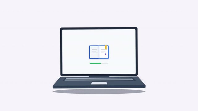 Flat digital learning icon animation series featuring laptop book online lesson digital document video learning cloud education and virtual classroom