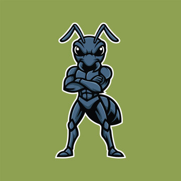 ant mascot logo vector design template simple and modern style