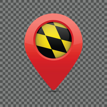 3D red location pin with Munich city flag symbol. Location pin.