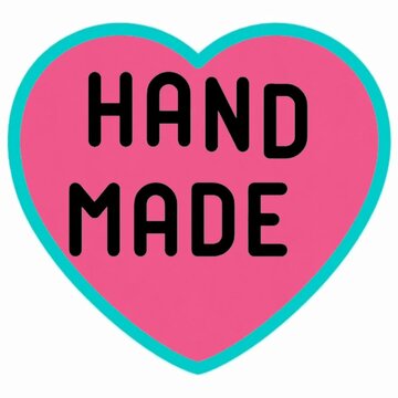 Handmade Heart Badge, Craft Love Label with Text Illustration