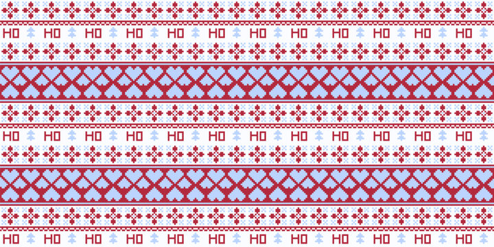 Seamless Christmas Ho Ho Ho Pixel Pattern