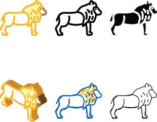 Naklejka premium lion animal color icon mix vector. lion animal sign. isolated symbol illustration