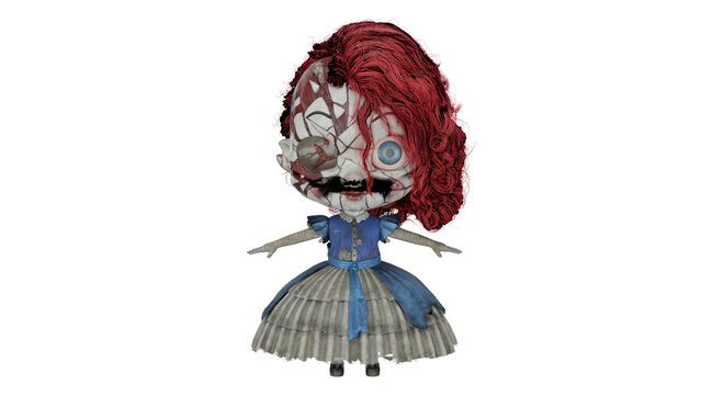 3d rendering playtime chapter broken 3d character with red hair