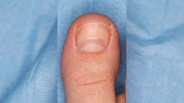 Close-up of human big toe with thickened nail