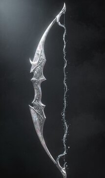 Nacre Moonshell Silver Tide Longbow Mythical Fantasy Weapon Concept Art｜月貝真珠の銀潮弓