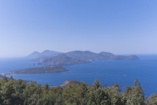 Isole Eolie, panorama isole eolie, isola di Vulcano, Vista da Capo Grillo, Lipari, Salina, Vulcanello
