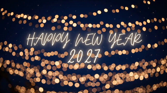 serial light decoration Design Happy New Year-2027 greeting card 