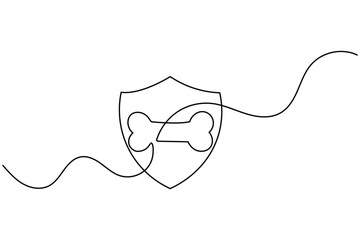 Obraz premium Webdog-bone-shield-one-line-art-pet-health-protection-icon-vectordog-bone-shield-one-line-art-pet-health-protection-icon-vector