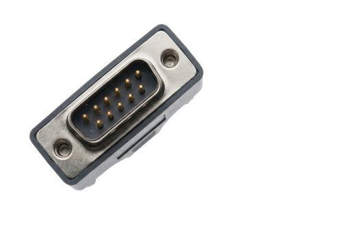 DB9 serial connector on white background