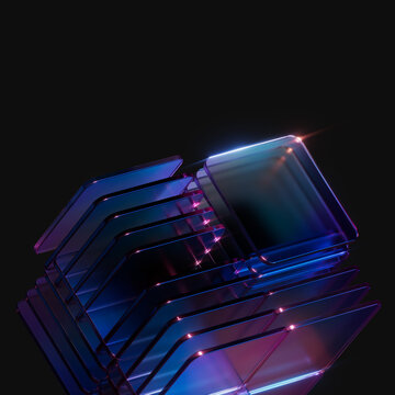 Modular abstract data platform architecture business solution concept 3d rendering background. Digital infrastructure and technology foundation.