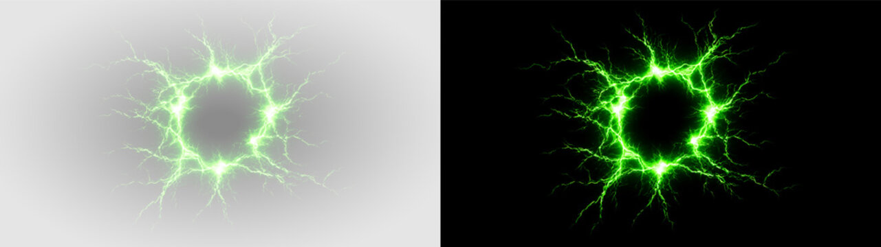 Green glowing energy ring PNG overlay with radiant electric plasma effect, on transparent background