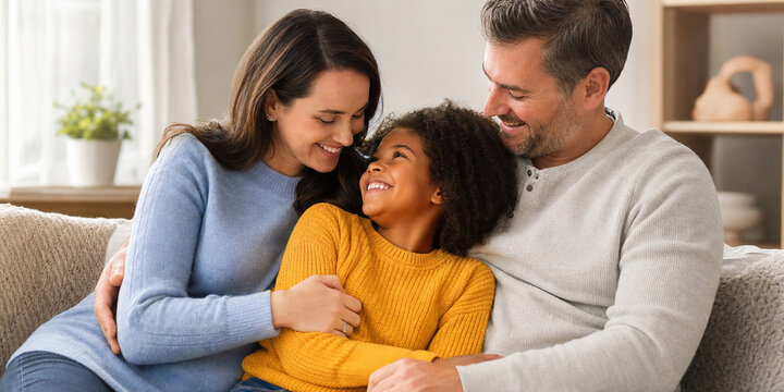 Soft Adoptive Family Tasteful Happy Family Together