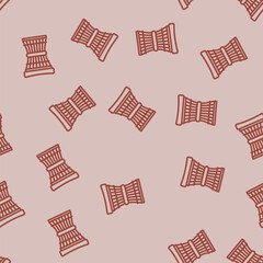 Fototapeta premium garden stool outdoor furniture line seamless pattern garden stool outdoor furniture thin line illustration