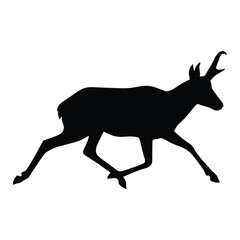 Fototapeta premium A running deer is depicted in a stark black silhouette antler