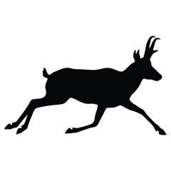 Fototapeta premium A running deer depicted as a stark black silhouette antlered animal