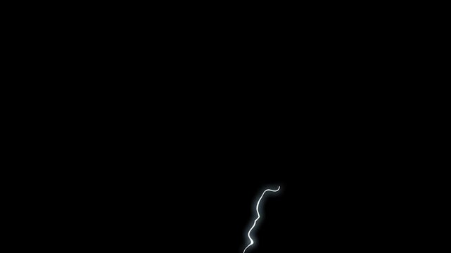 Bright 2d glowing electric lightning bolt animation. glowing motion graphics on black screen. electricity glow flash energy spark, Cartoon glowing electric lightning overlay. 4k video