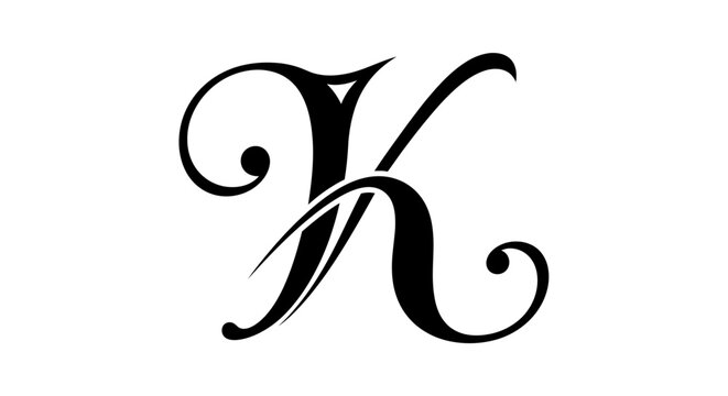 Elegant decorative letter k initial monogram typography design