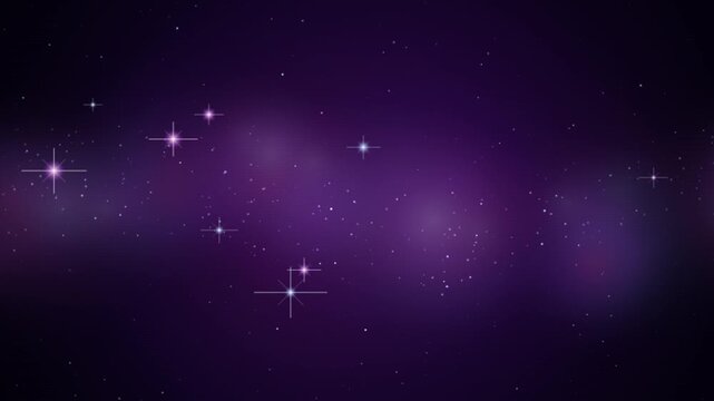 Purple galaxy space background animation with twinkling glowing stars and nebula.