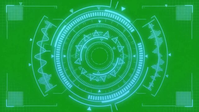 Futuristic Circular HUD Interface Animation with Digital Technology Background