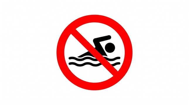 No Swimming Warning Sign for Water Safety and Restricted Swimming Area