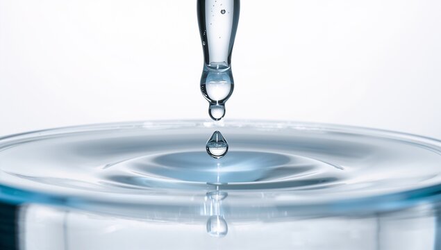 Falling droplet with a satellite drop above a wide water basin