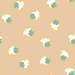 Fototapeta premium think brain human vector seamless pattern think brain human sign illustration