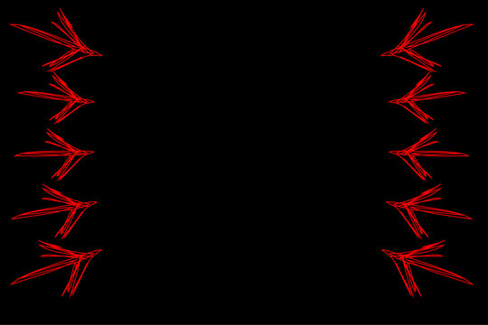 Red bird silhouettes with black background create striking visual pattern