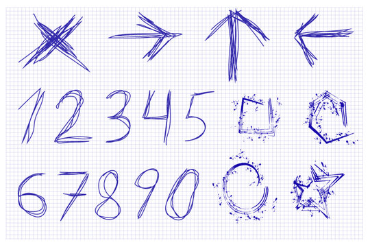 Various symbols and numbers drawn in white chalk on a blackboard background during a learning session
