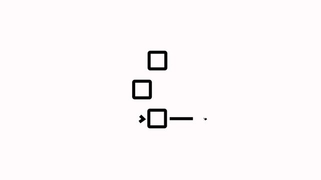 3 step infographic process animation on white background. Flowchart icon animation. Work process line animation with Step by step organization project management tool concepts