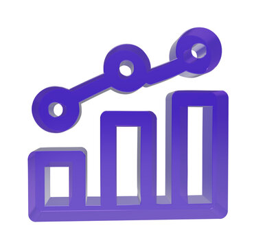 3d purple bar chart and trend line icon representing business growth transparent background