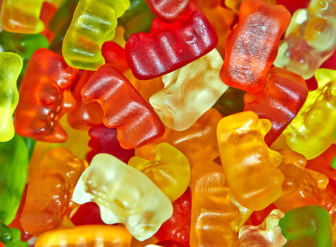 Candy in the form of bears texture background