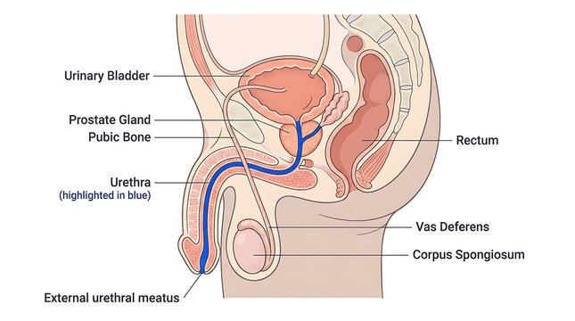 Cross-sectional diagram of male urinary and reproductive organs