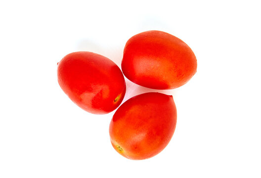 Cherry tomatoes isolated on white background top view