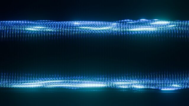 Futuristic blue digital wave frame with glowing neon lines and copy space, Abstract technology background