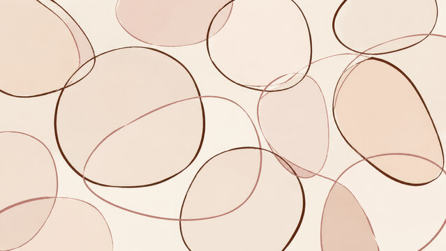 Abstract overlapping oval line pattern in soft neutral tones