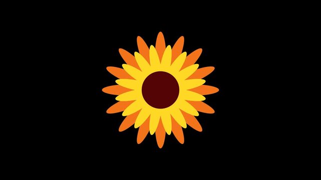 Animated sunflower bloom icons in colorful styles with smooth petal motion, ideal for video editing.