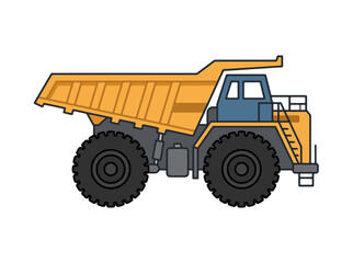 Fototapeta premium A large industrial dump truck or mining haul truck illustration - ideal for construction themed designs, children's books, educational materials, and heavy industry infographics