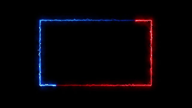 Electric rectangle light effect glowing abstract outline streak frame animation. With smooth rotate sweep and moving distortion on a black background