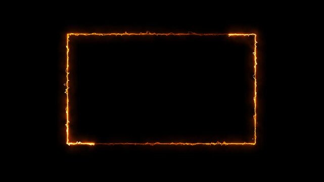 Electric rectangle light effect glowing abstract outline streak frame animation. With smooth rotate sweep and moving distortion on a black background