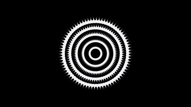  spiral radio wave station signal animation on black background. Radio Waves in Circle Form, Radio wave signal and sound wave signal,