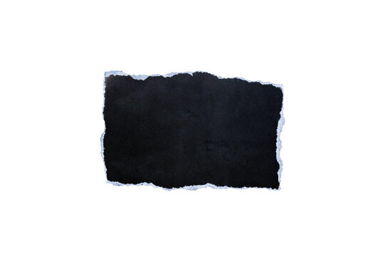 piece of blank black paper rectangle texture background torn and ripped on transparent background. document frame design
